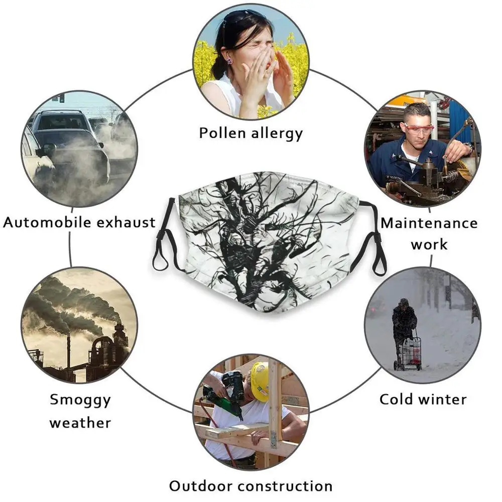 Темный старщего со смешным рисунком многоразовые Pm2.755 фильтр маска для лица H P