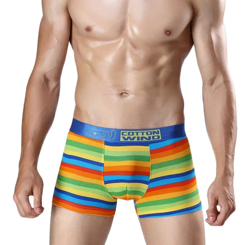 C бантом в полоску цветастой радуги для детей хлопковые мужские трусы высокого
