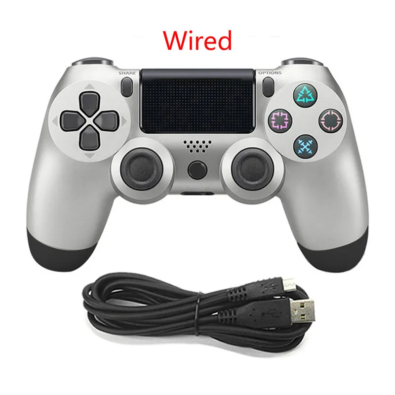 Wired Silver Bluetooth беспроводной/проводной джойстик для PS4 контроллер подходит для Mando ps4 консоль для Playstation Dualshock 4 геймпад для PS3 - Цвет: Wired Silver