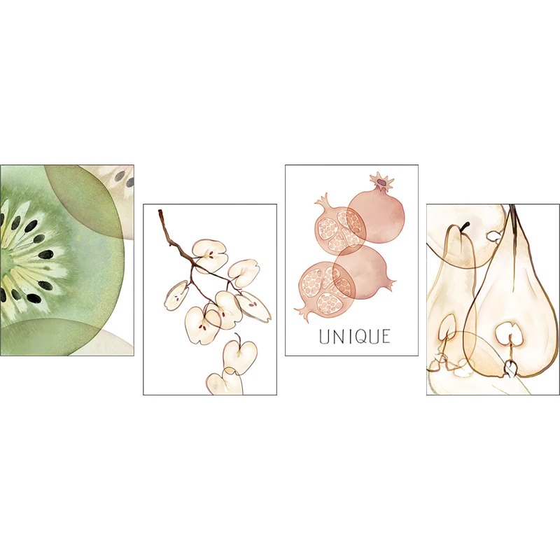 

Fruits Kiwi Pears Poster Wall Stickers for Kids Nursery Dining Living Room Decoration Sofa Background Wall Decals Room Decor