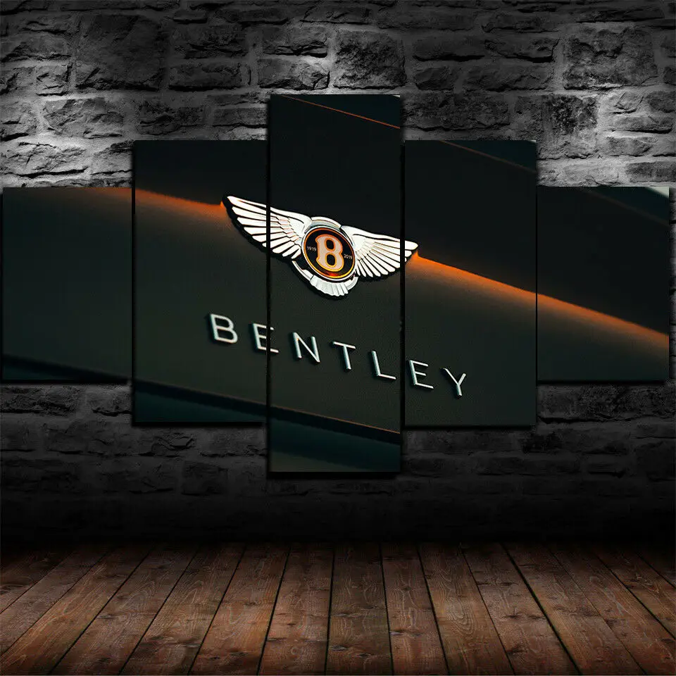 

2020 Bentley Luxury Car Logo Poster 5Pcs Canvas Picture Print Wall Art Canvas Painting Wall Decor for Living Room Poster Framed