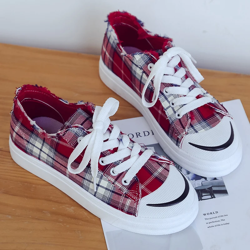 Женская обувь в клетку европейском и американском стиле Популярная повседневная