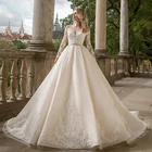 Женское элегантное свадебное платье HERBURNL, длинное шифоновое платье трапециевидной формы с кружевной иллюзией, стильное модное платье с аппликацией, 2022