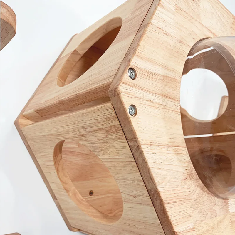 Деревянный домик для кошек шестигранная платформа прыжков и скалолазания