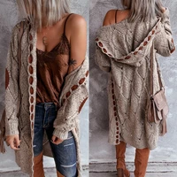 women oversized knitted sweater fall winter vintage elegant long cardigan hooded ladies thick sexy girl harajuku maxi streetwear
