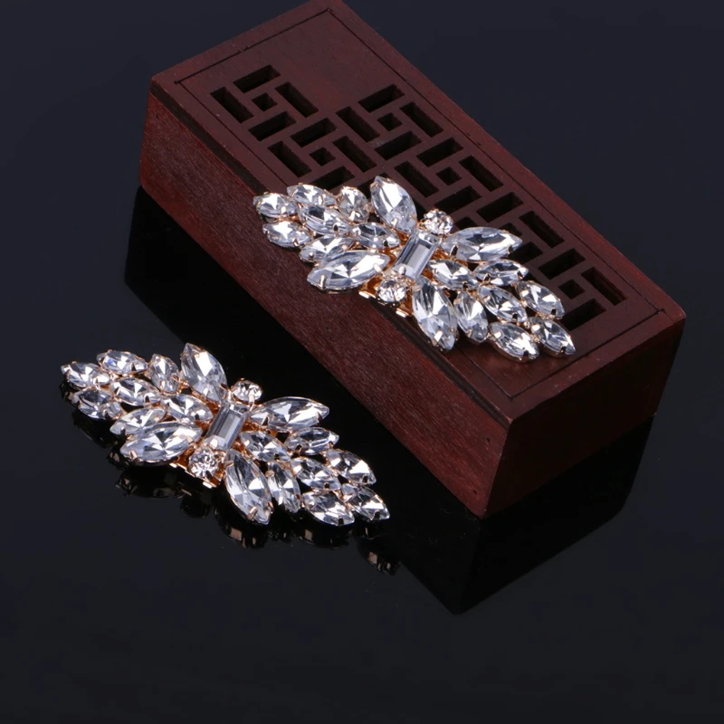 

Gold Tone Rhinestone Shoe Clips Flower Glass Wedding Diamante Sparkle Fashion A2UB