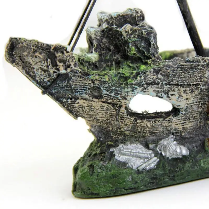 Мини аквариум утопленное крушение украшение для лодки искусственное укрытие