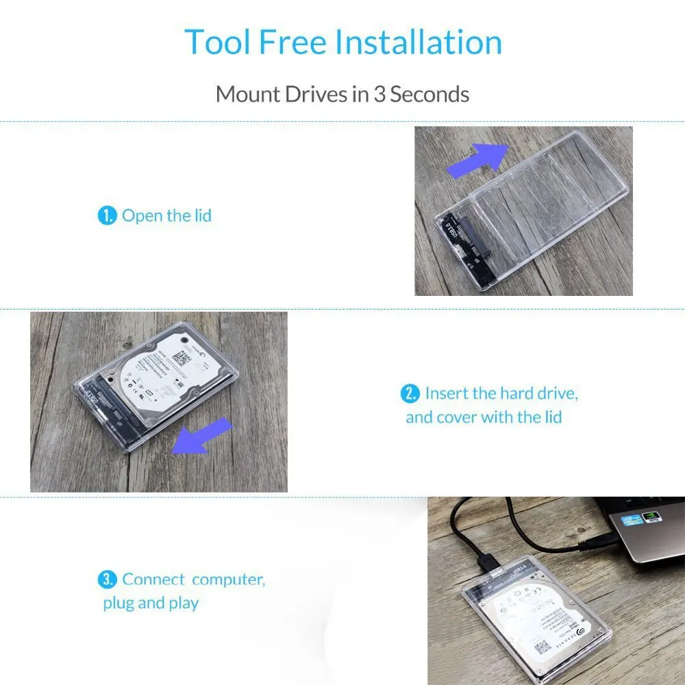 Прозрачный чехол для жесткого диска Reletech 2 5 дюйма SATA на USB 3 1 Gen2 10 Гбит/с интерфейса