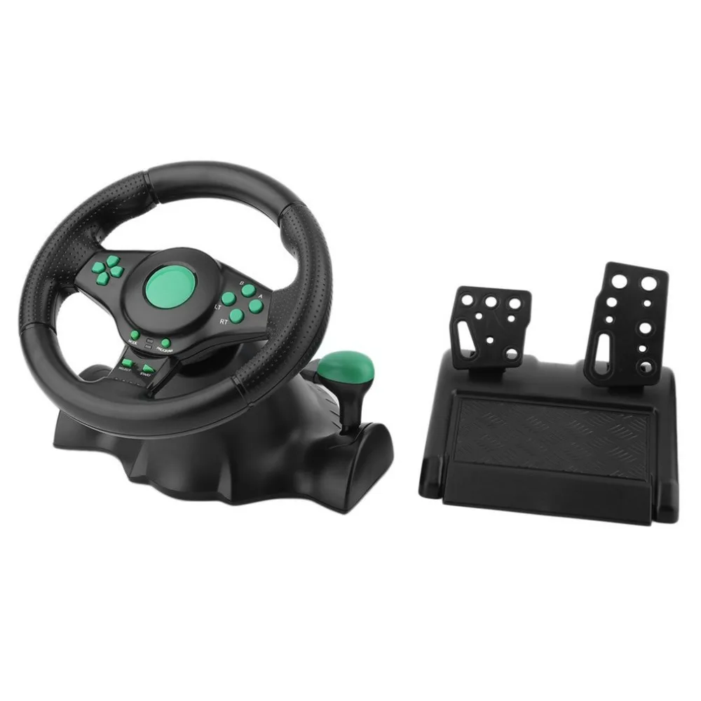 

Racing Game Steering Wheel for XBOX 360 PS2 for PS3 Computer USB Car Steering-Wheel 180 Degree Rotation Vibration with Pedals
