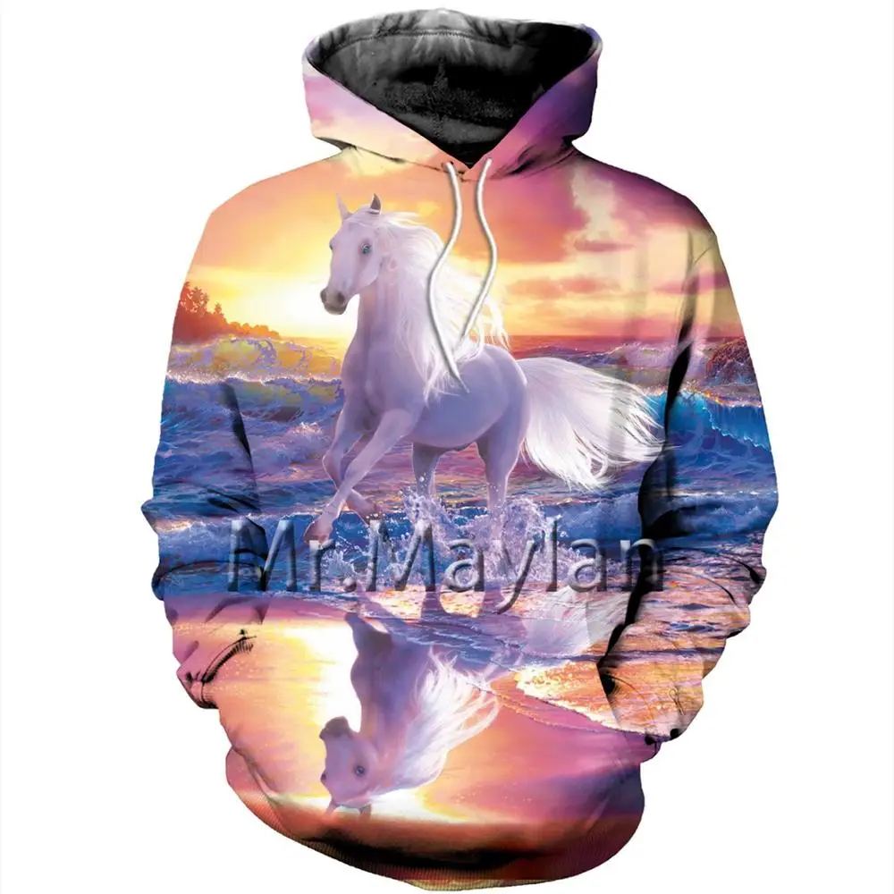 Толстовка с капюшоном Love Horse для мужчин и женщин художественный свитшот 3d принтом