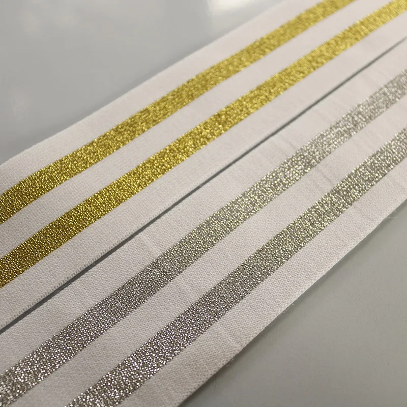 

50 Yards 50mm Glitter Stripe Elastic Band Polyester Women Clothing DIY Garment Sewing Accessories Waist Rubber Band Webbing