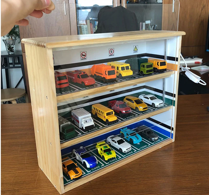 1: 64 1:43 1:32 шкала 2/3 слоев деревянная игрушечная Автостоянка сцены витрина с легкой модели автомобиля подземный ящик для хранения гаража