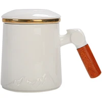 chinese retro simple breakfast coffee milk mug travel tea set ceramic kung fu tea cup with handle and lid couple gifts mokken c