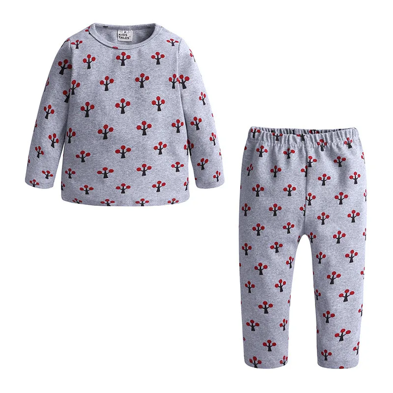 

All-match style for kids aged 1-7 years old, a variety of patterns knitted cotton homewear jacket + pants two-piece suit