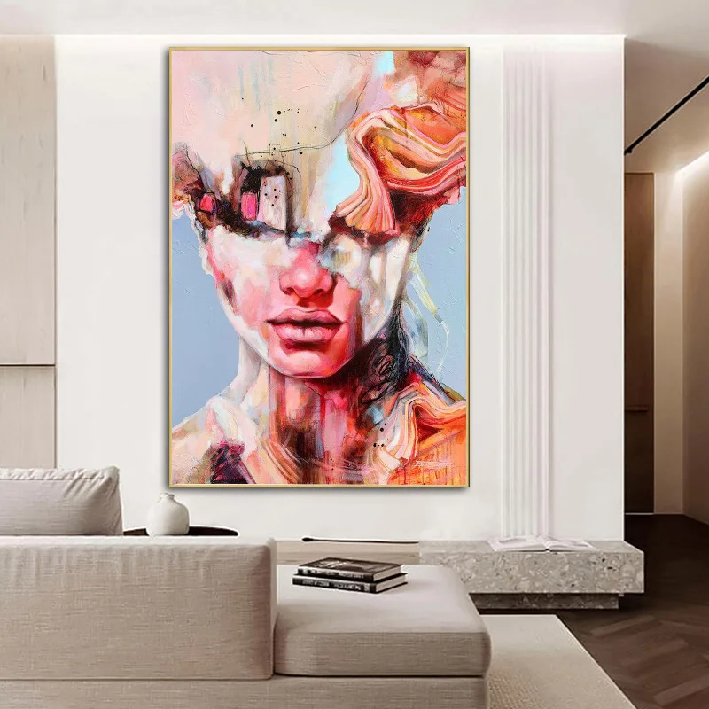 

Modern Feather Girl Wall Art Canvas Painting Nordic Abstract Woman Posters Print Pictures for Living Room Home Decoration Mural