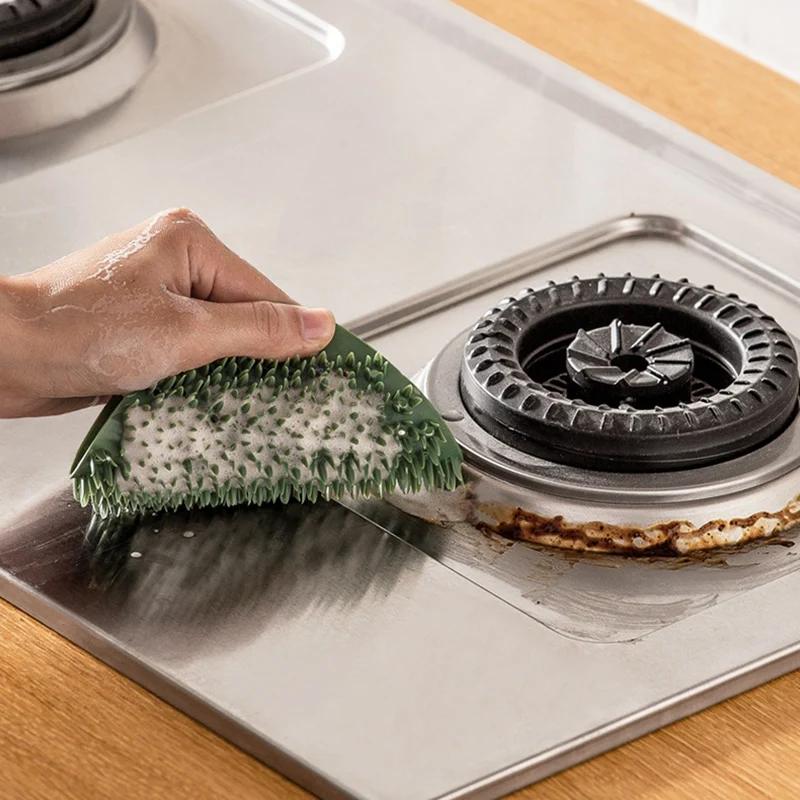 3 Pcs Silicone Dishwashing Brush Kitchen Gas Stove Multifunctional Cleaning Gadget | Дом и сад