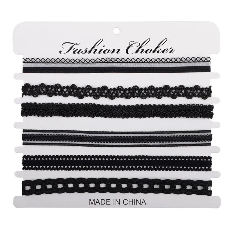 6 шт./компл. классический личности Черное Кружевное колье Цепочки и ожерелья