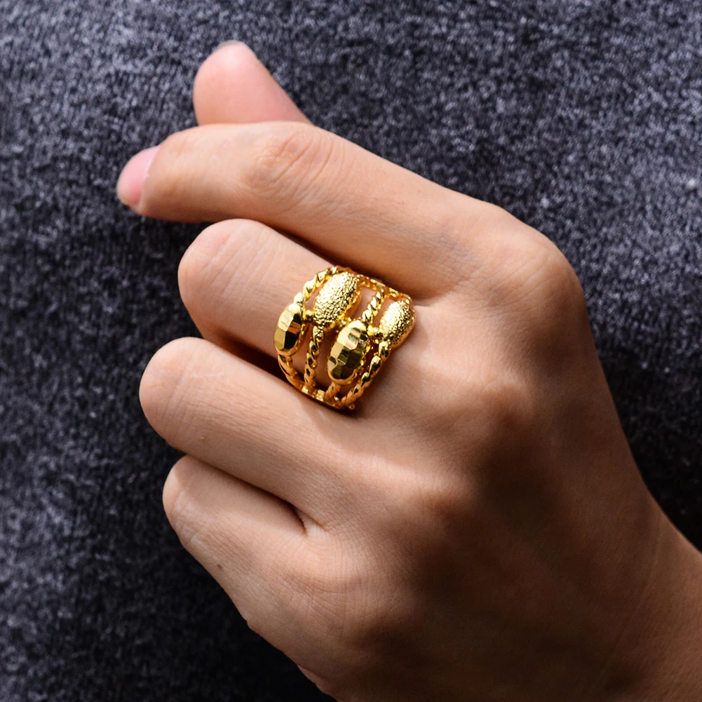 Wando эфиопское обручальное кольцо золотого цвета свободный размер для