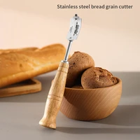 stainless steel bread cutter wooden handle curved cake bisecting knife european style french loaf cutting pattern baking tool