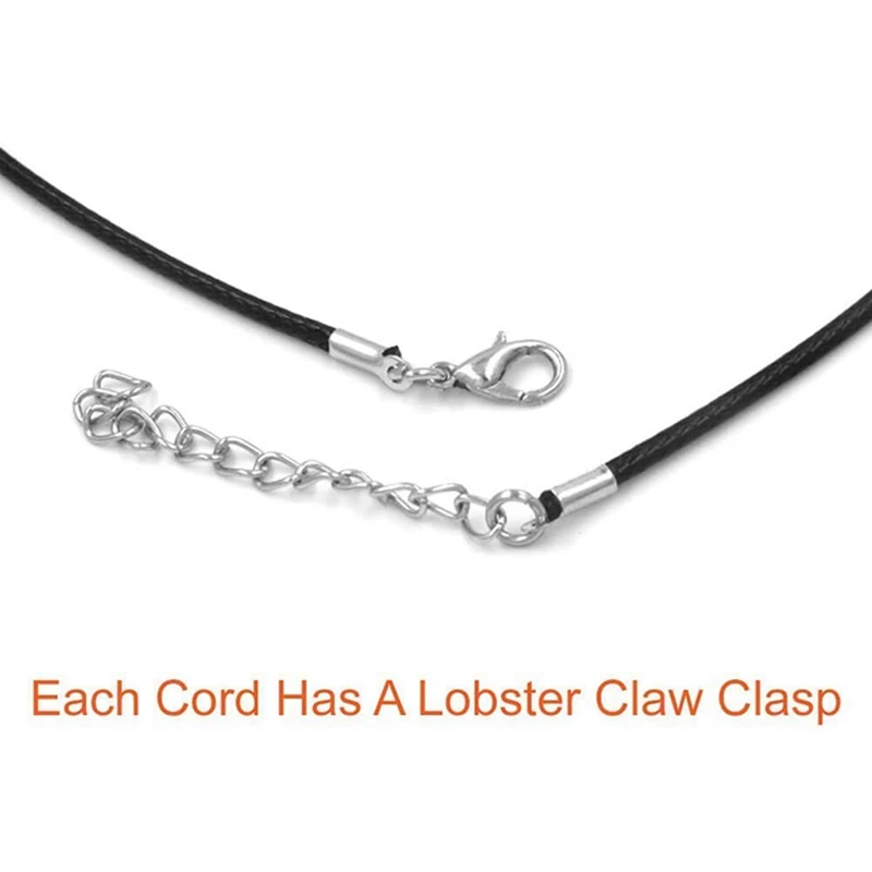 

20 Pcs 20 Inches Black Waxed Necklace Cord with Clasp Bulk & 1 Set Jewelry Findings Kit