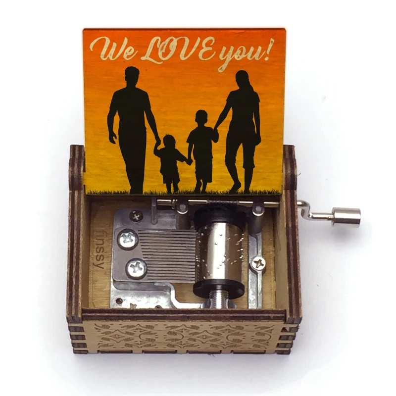 Музыкальная шкатулка с деревянным механизмом для влюбленных пап и мам