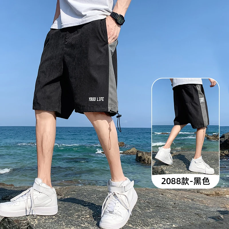 

Шорты мужские тонкие на завязках, Повседневные Спортивные укороченные штаны, свободные брюки до колен, одежда на лето, ED50DK