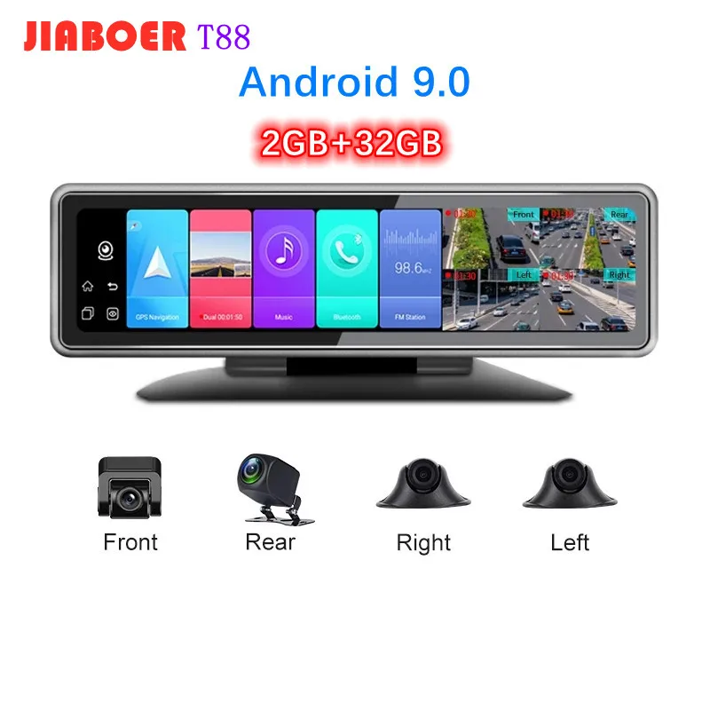 Купи 4G Android 9.0 4 Cameras Car Dash Cam GPS Navigation HD 1080P Video Recorder Dashboard DVR WiFi App Remote Monitoring за 15,624 рублей в магазине AliExpress