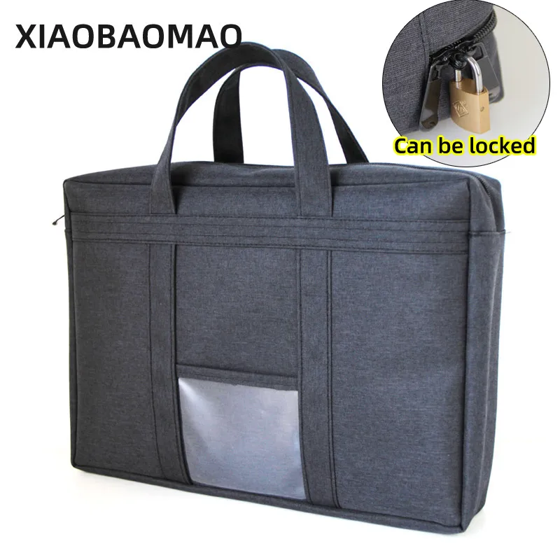 Double zipper Can be locked B4 large capacity file organizer business men computer file folder A4 document bag waterproof