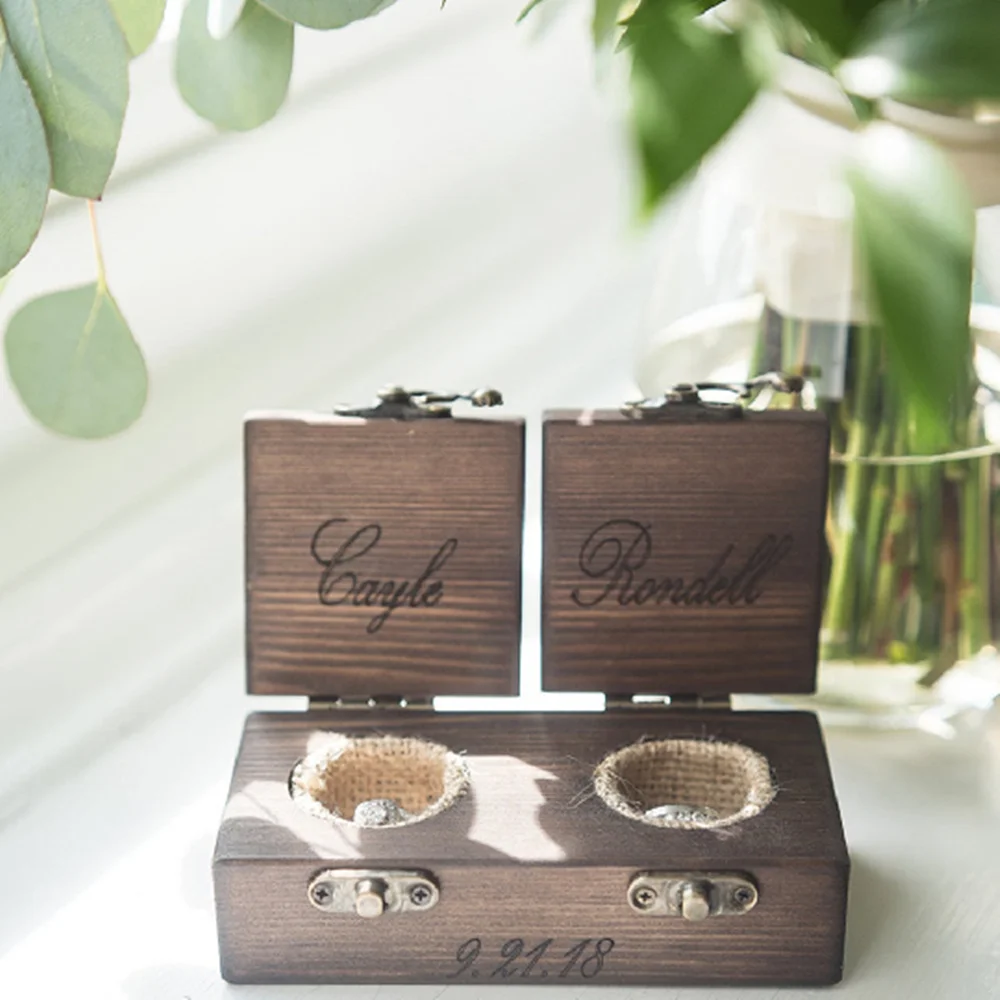 Персонализированная деревянная коробочка для колец колец|Сувениры вечеринок| |