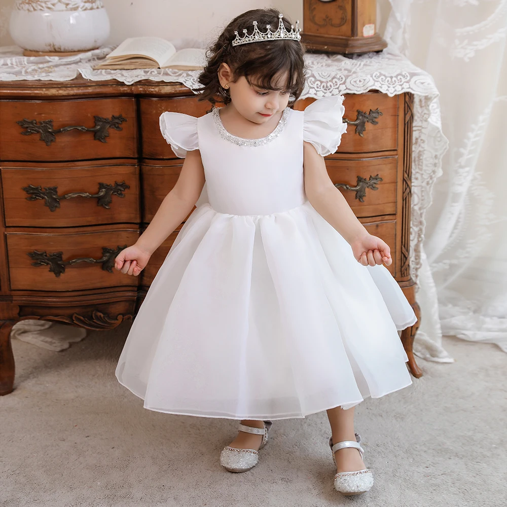 

Toddler Girl Baby Dresses Clothes Baby 1 Year Birthday Christening Gowns Big Bow White Baptism Party Dress Infant Princess Dress
