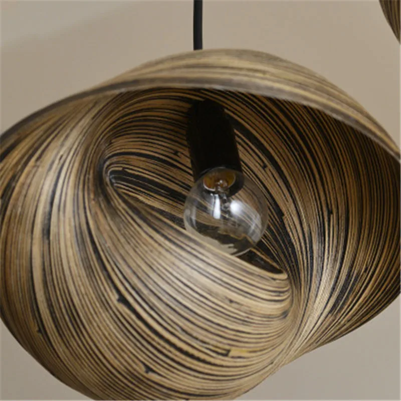 Chinese Style Bamboo Braided Light Single Head Fishing Line Chandelier Creative Personality Restaurant Shell Small | Лампы и освещение