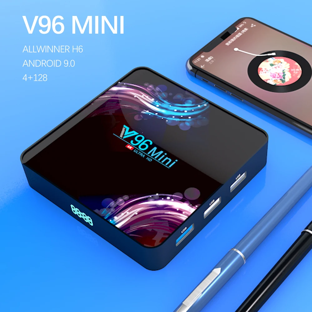 V96 H6 Cortex A53 Смарт ТВ приставка Android 9 0 4 Гб + 32 ГБ 64 128 медиаплеер HD 6K Google Voice Assistand