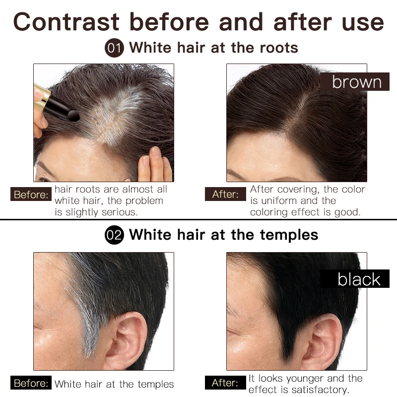 One-Time Hair dye Instant Gray Root Coverage Hair Color Modify Cream Stick Temporary Cover Up White Hair Colour Dye 3.8g