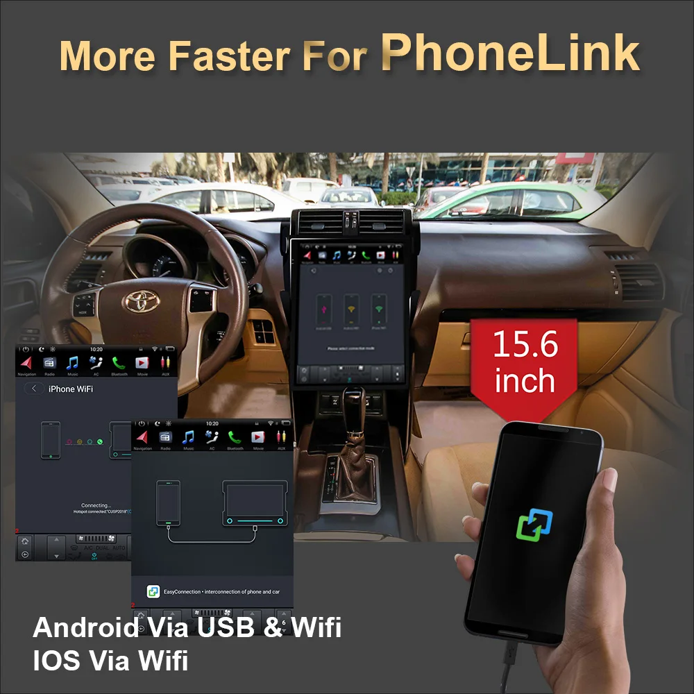 Автомобильный GPS-навигатор в стиле Tesla на Android для TOYOTA Prado/Land Cruiser 150/LC150 2014-2017