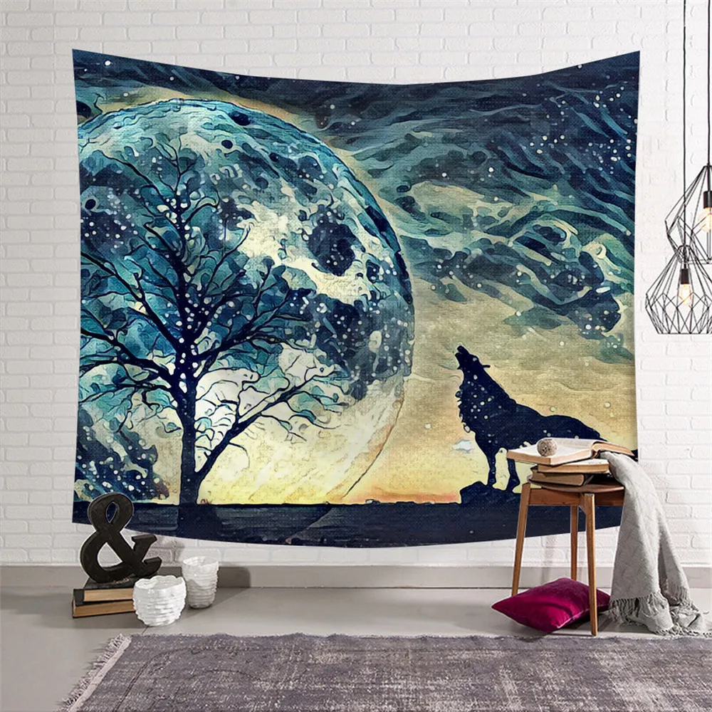 

Background Wall Hanging Tribal Animal Sheet Wolf Tapestry Home Decoration Beach Mat Animal Wolf Tapestry