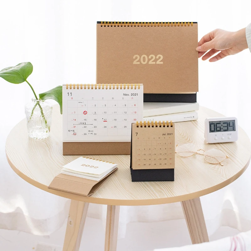 

Simple retro solid color desktop notepad coil calendar this time planner stationery