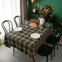 2022 tablecloth xmas party decorative desk fabric poly cotton vintage simple celebrate red green red check classical fabric