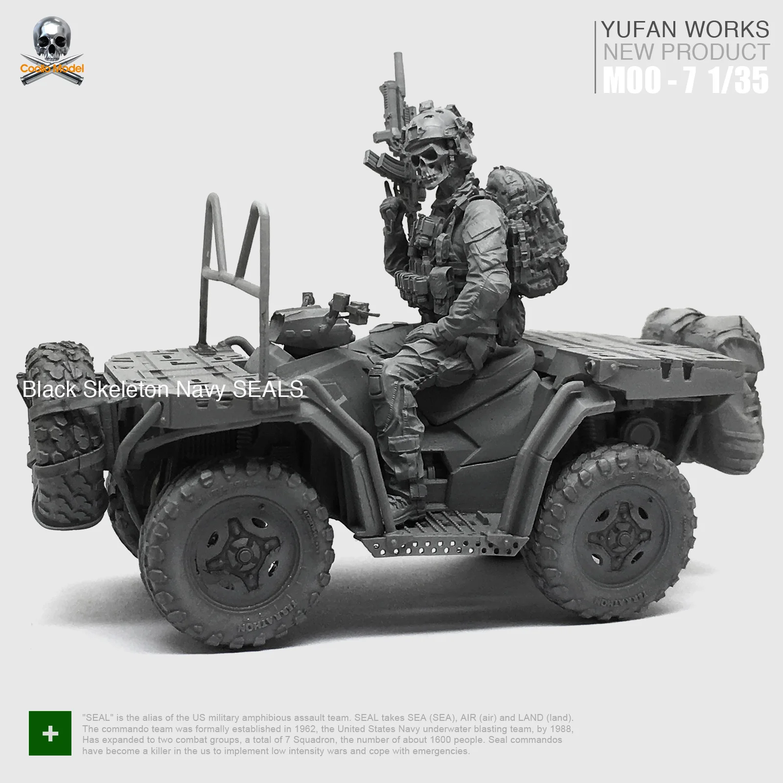 

1/35 Resin Figure Soldier + Terrain Vehicle + Terrain Car US Military Seal Commando Assembly Model Kit self-assembled MOO-07