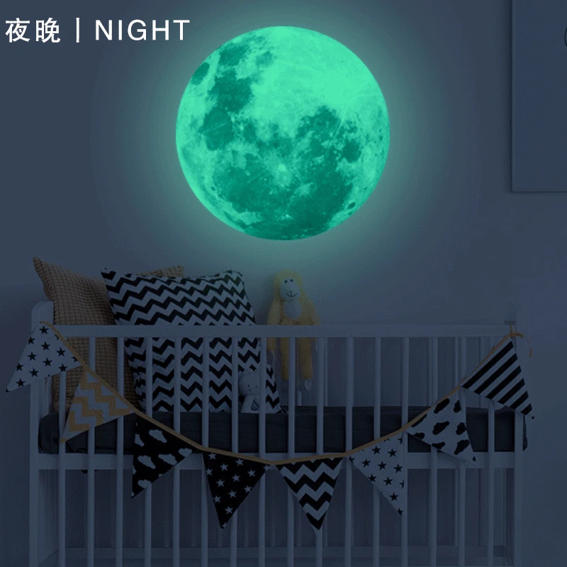3D стикер на стену флуоресцентная Луна земля мультфильм DIY s для детей спальня