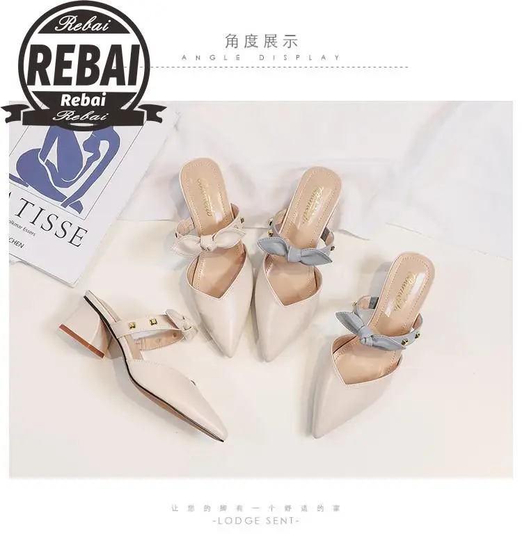 

Summer New Womens Shoes Pointed Thick High Heel Womens Sandals Ladies Shoes Zapatos De Mujer High-heel Luxury Women Shoes