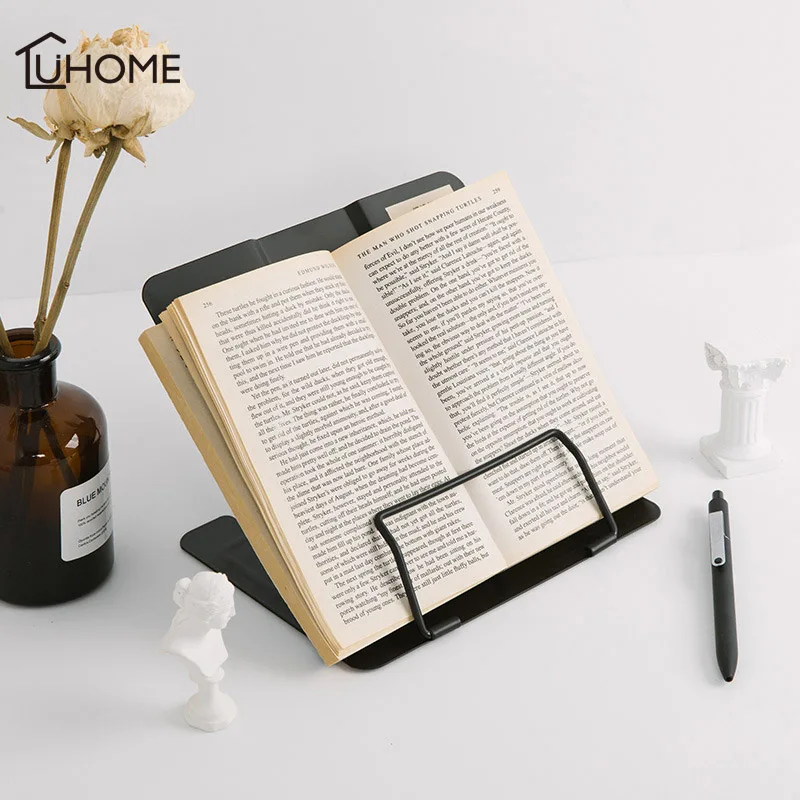 

Adjustable Metal Reading Rest Tablet Home Study Room Book Holder Foldable Kitchen Cookbook Stand Pages Fixed Music Score Recipe