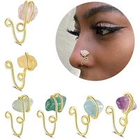 fake piercing nose ring stone copper ear hoop septum nose clip nariz non piercing ring stud nez jewelry nose cuff for woman
