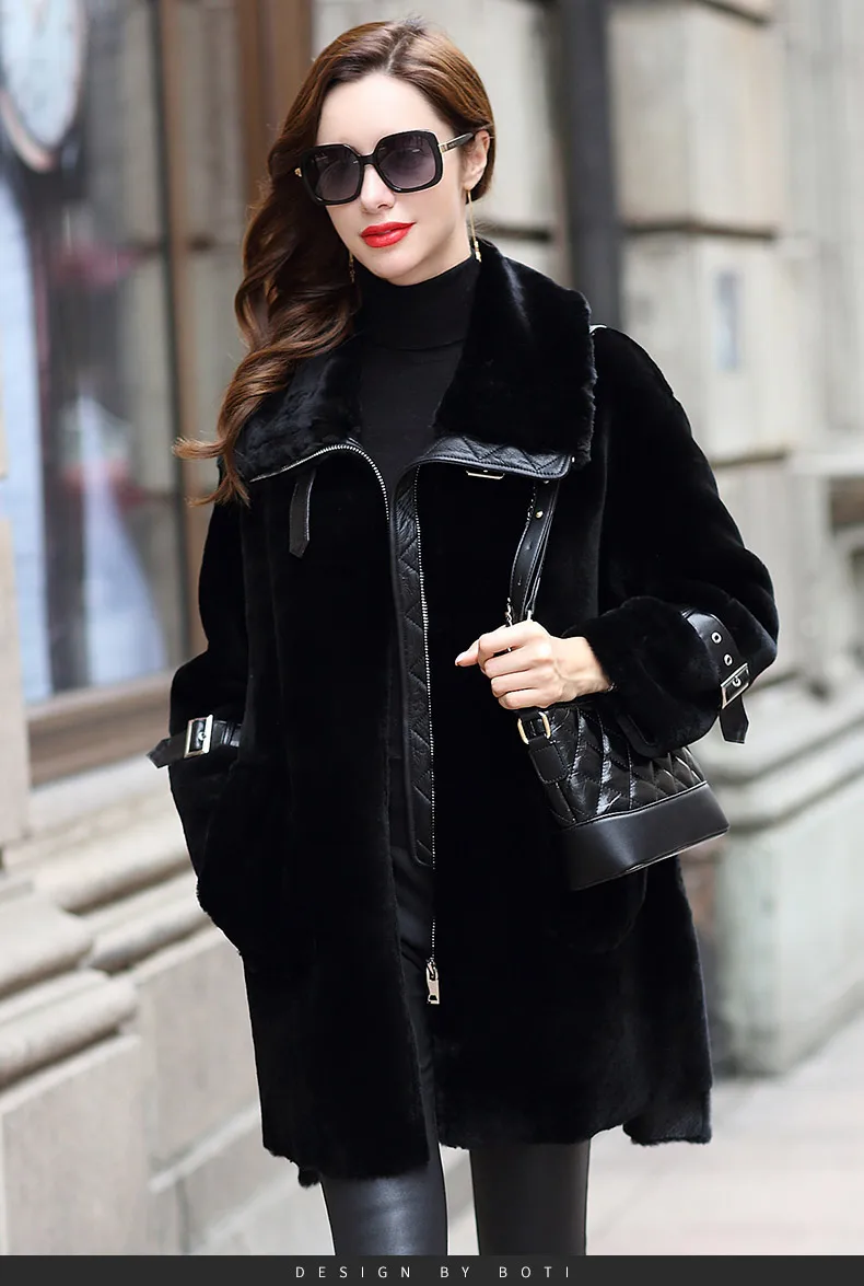 

JCHB 2021 European style casual fashion winter fur coat casual loose sheep fur women's coat