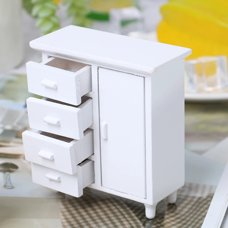 

1:12 Кукольный Миниатюрный белый деревянный кукольный шкафчик дома мебель ручной работы Модель Декор миниатюры мини шкаф новое поступление