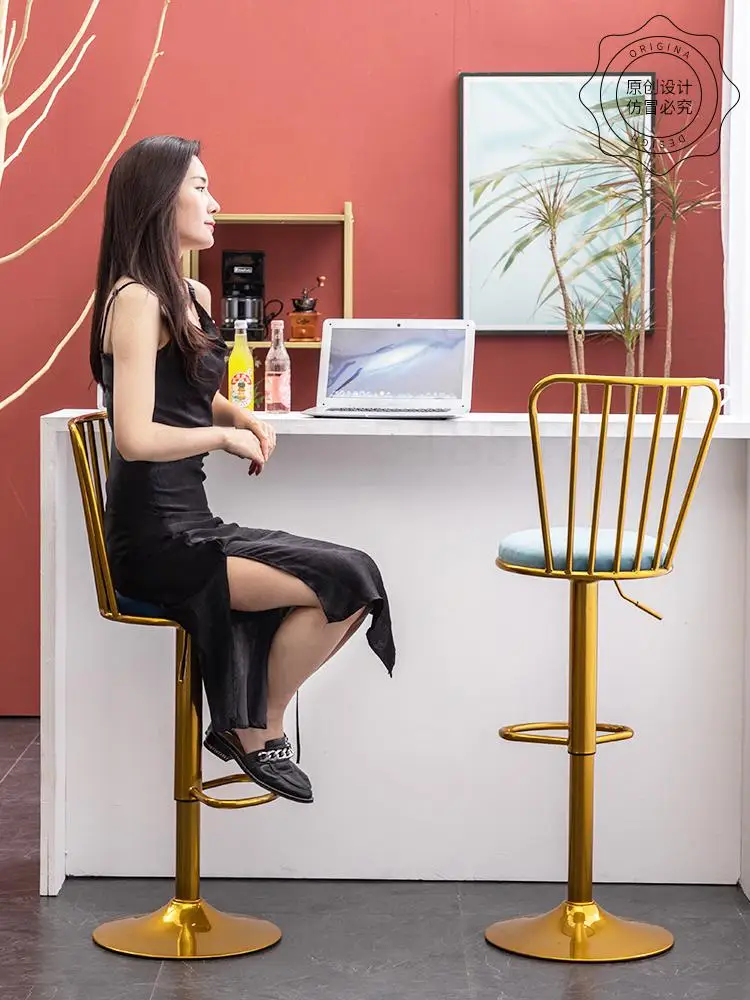 Скандинавский барный стул шарнирный подъемный спинка современный