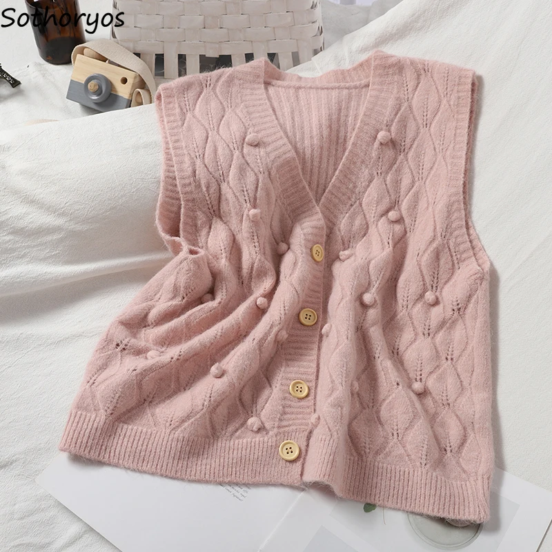 

Sweater Vest Women Candy Color Vintage Fashion Korean Style Single-breasted Sweet Girls Tops Streetwear All-match Solid Chic Ins