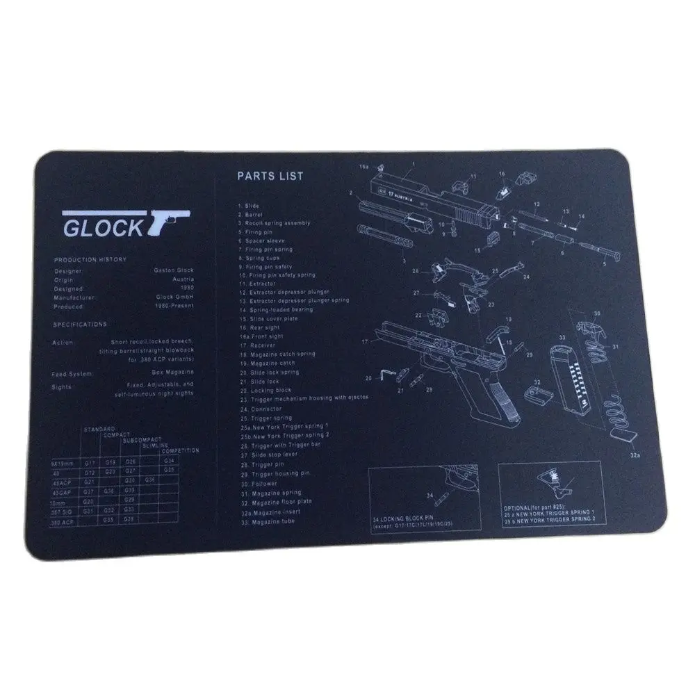 Резиновый коврик для чистки пистолета AR15 AK47 с диаграммой деталей и инструкциями