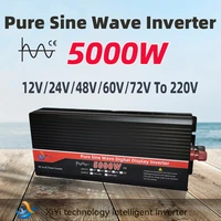 pure sine wave power inverter dc 12v 24v 48v 60v 72v to ac 110v 220v voltage 5000w connector outdoor car inverter