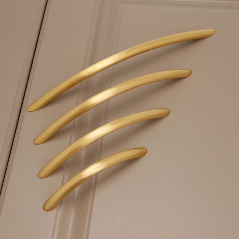Однотонные латунные ручки для ящиков кухонного шкафа и золотого современного