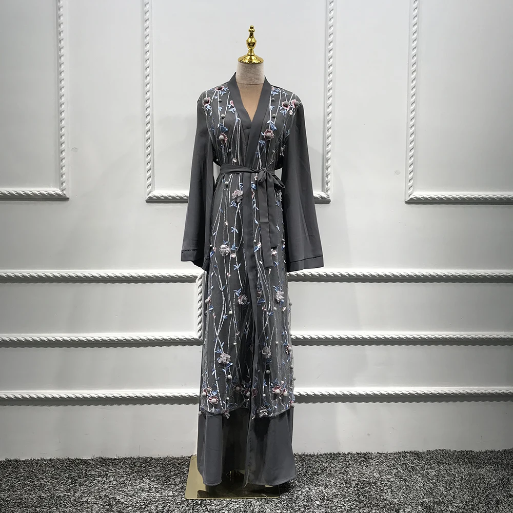 Рамадан ИД Мубарак открытые шифон Абая мусульманских кимоно кардиган платье